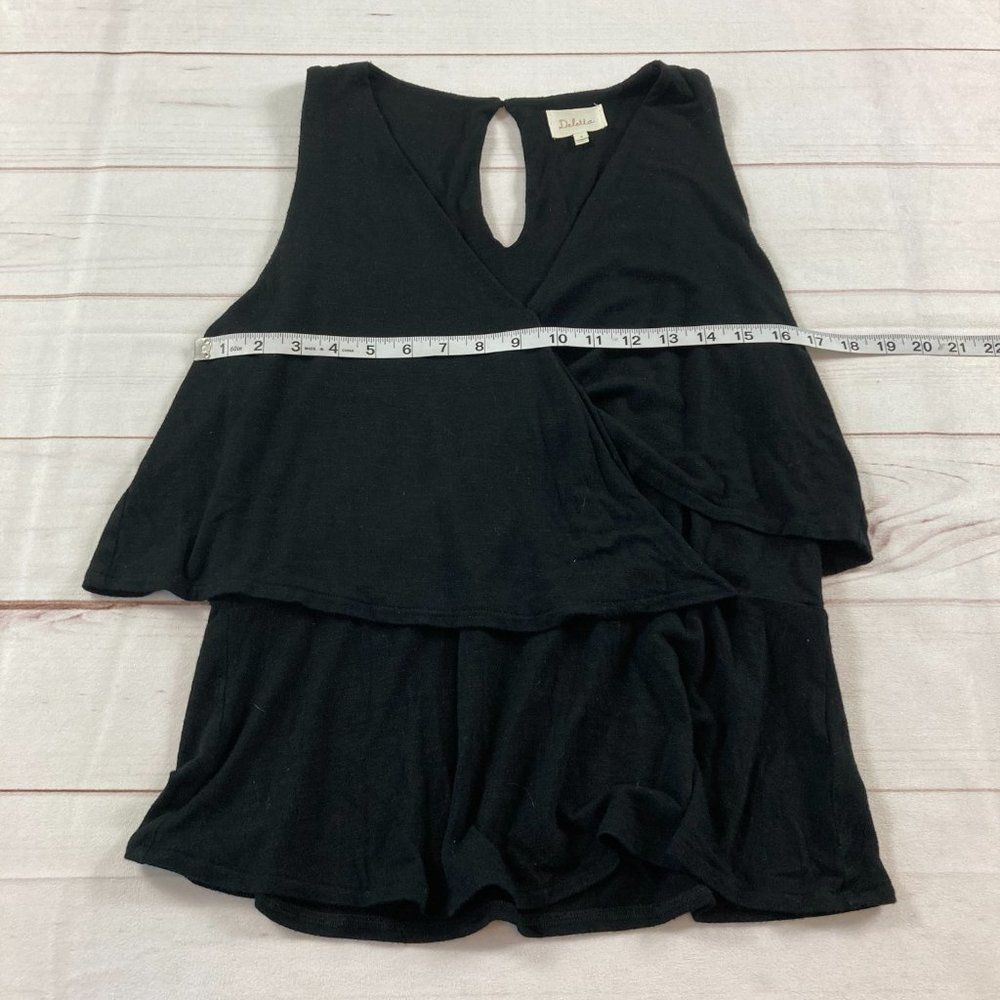 Anthropologie Deletta Black Sleeveless V-Neck Crossover Mini Wrap Blouse Medium - Picture 7 of 7